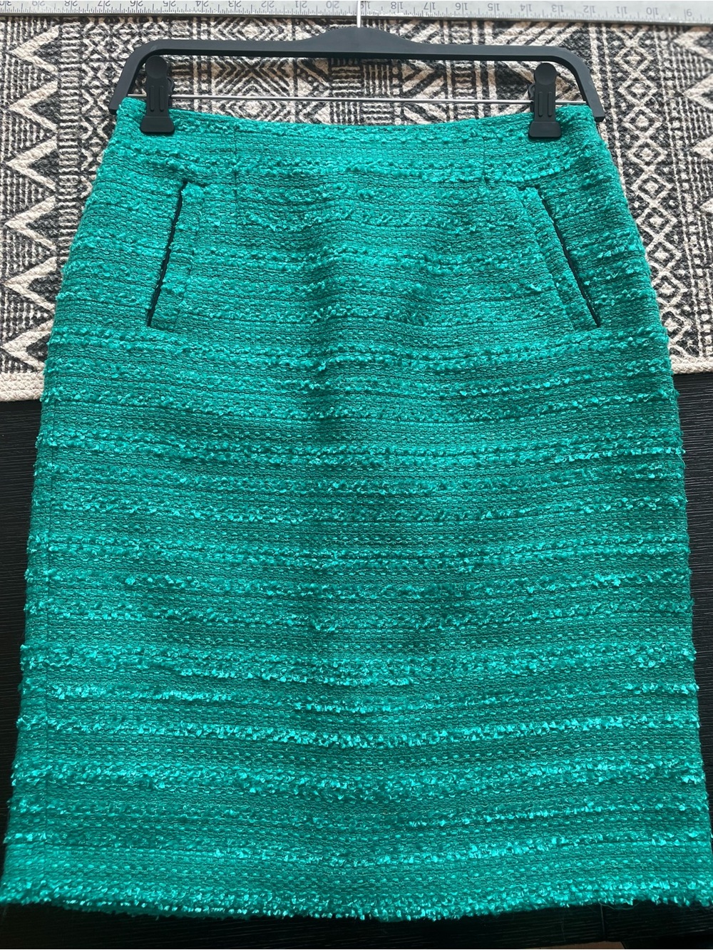 Halogen Marine Turquoise Teal Textured Tweed Boucle Pencil Skirt